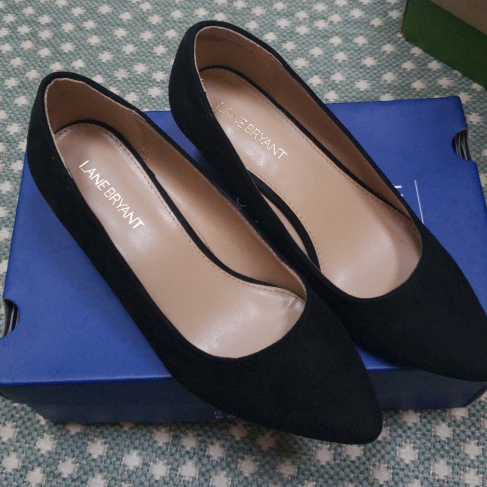 Lanebryant black suede wedge/heels size 7 wide